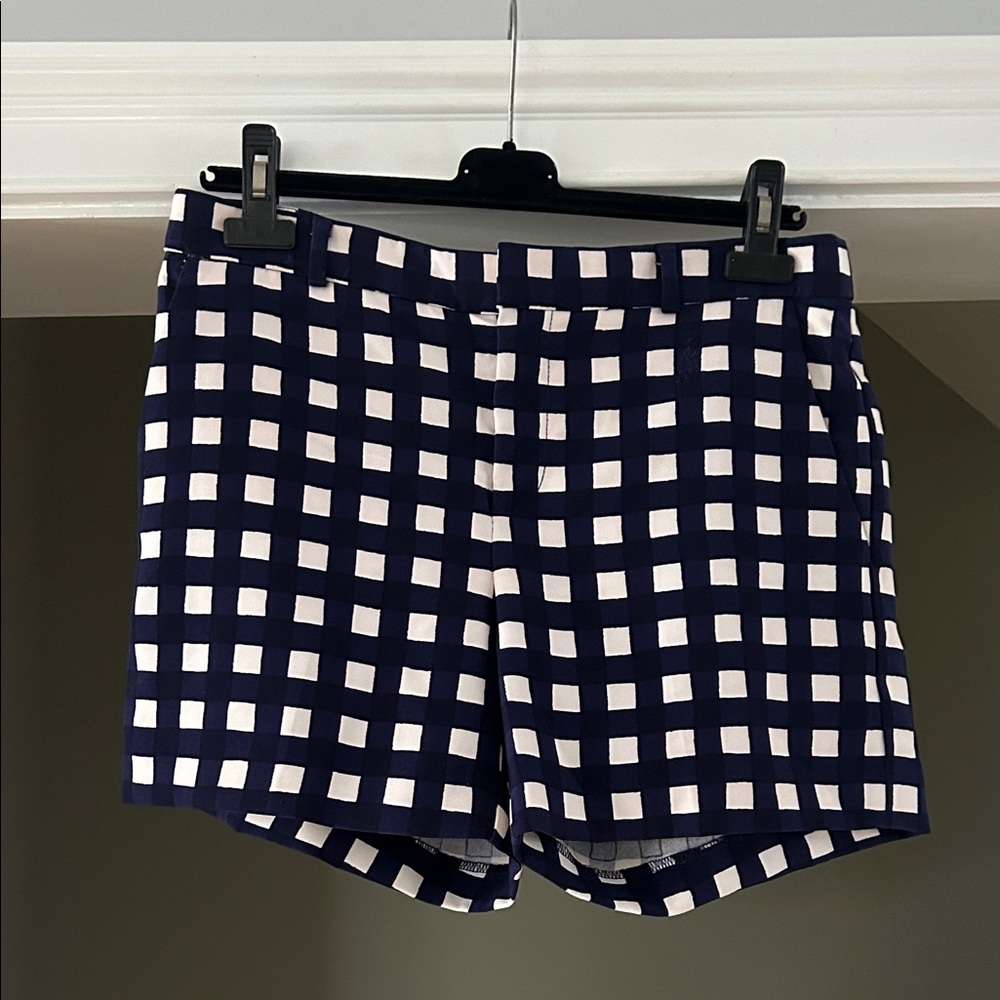 Banana Republic Navy and White Checkered Women Shorts